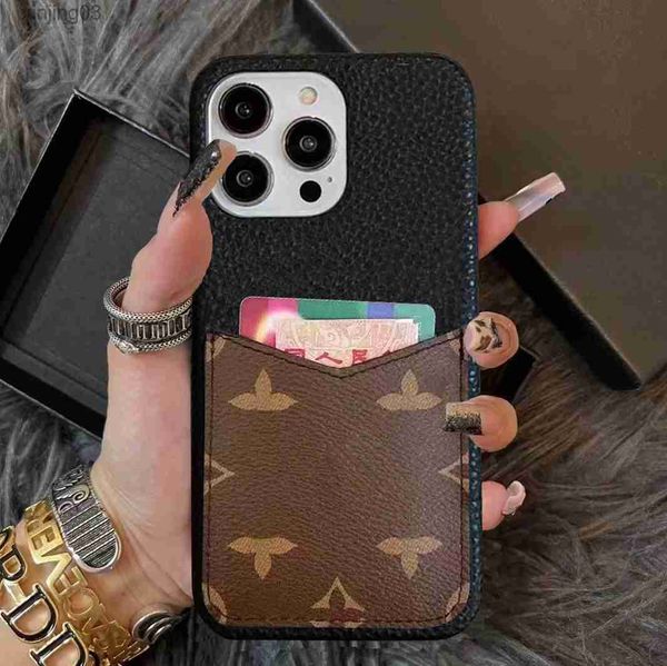 LU Beautiful iPhone Phone Cases 14 Pro Max Luxury Bumper Pallas Litchi Leather Card Slot Purse for 14promax 14pro 13pro 13 12pro 12 11Pro 11 Xs X Xr 7 8 Case with Box