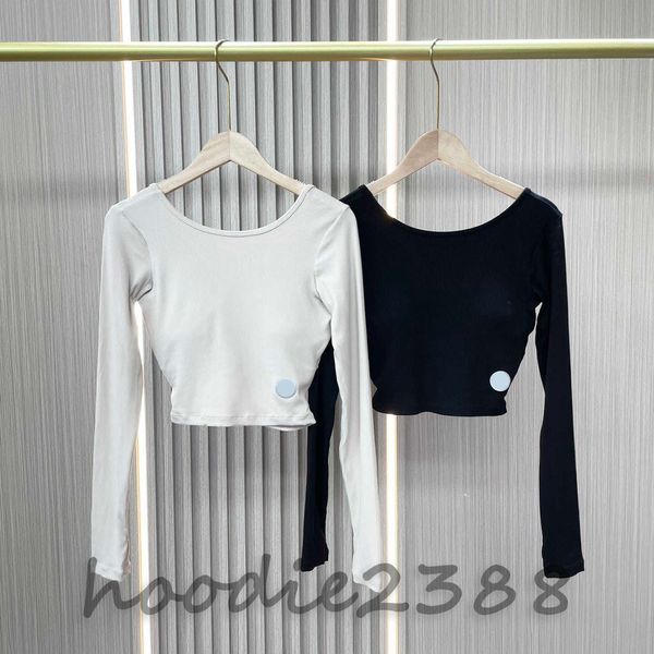 LU Sweat-shirt sexy noir et blanc nouveau haut sexy de yoga sportif, haut de sport décontracté, vêtements de yoga, haut de yoga à coussin de poitrine sexy pour femmes, vêtements de sport de course, tailles: L, M qd324361 -2