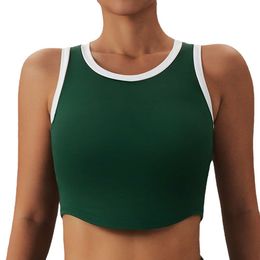 Lu beha yoga-uitlijnt tank top naakt gevoel splicing kleur qcik-dry yoga bh hoge sterkte sport ondergoed schokdichter hardloop fiess vest voor