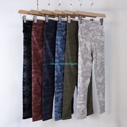 Pantalones de yoga de camuflaje LU para mujer Alineación de cintura alta Conjunto de fitness deportivo Medias Elásticas Fitness Deportes al aire libre para mujer Leggings de yoga Medias