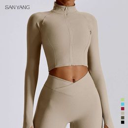 Lu Coat Align Hoody Lemon Volledige nieuwe dames yoga top met ritssluiting Workout Running Fiess jas met duimgaten Rekbare aansluitende crop top met lange mouwen