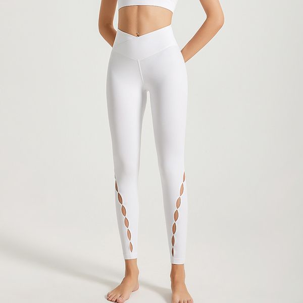 Lu taille croisée pantalons de yoga femmes taille haute hip-lifting vêtements extérieurs creux nu taille V pantalons de fitness femmes gym sexy nu élastique fitness pantalons de sport en plein air