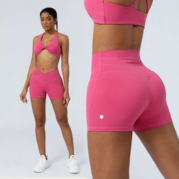 Lu Cross Winist Yoga V Cut Pilates Gym Fiess Sport Sport Curt Pants Levanting Butt Butting Outdoor Running Dance Cycling Shorts