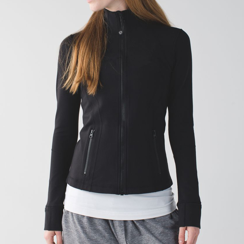 Lu-Define-Jacke für Damen, Mantel, Sweatshirt, Oberteile, Mantel, Damen-Sportkleidung, Yoga-Outfits, Fitness-Jacken, Laufsport, Aktivkleidung, einfarbig, mit Reißverschluss, Schwarz, Rot