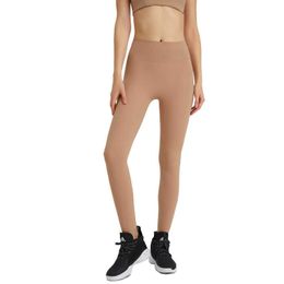 LU-DL221 mallas deportivas cepilladas para mujer, mallas de alta elasticidad, ajustadas, melocotón, cadera, sin costuras, para pies, boca, pantalones de Yoga