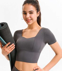 lu-DS42 yoga vêtements de fitness à manches courtes femmes hiver haute intensité réunis sous-vêtements de sport hauts avec coussinets de poitrine veuillez vérifier le tableau des tailles pour acheter