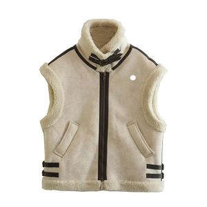 lu Bontvest Dames Faux Schapenvacht Bont Vest Chic Lady Kunstleer Fleece Warm Vest Vrouw Mouwloos Jasje Herfst Winter