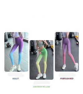 Lu Gradient Herfst Winter netto rode heup panty Hoge taille buikloop magere stretch yogabroek draag buitenlegging dames