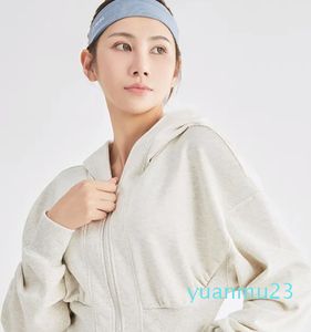 lu veste décontractée à capuche avec fermeture éclair pour femme veste de sport à court terme veste de yoga à manches longues WT