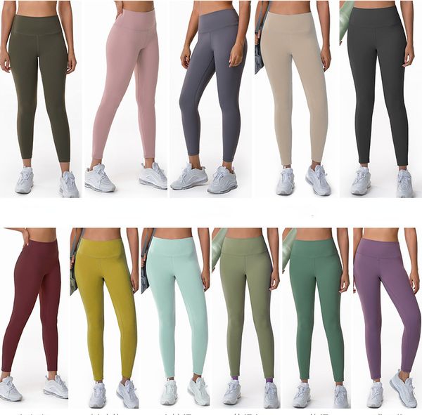 LU vente chaude Yoga Leggings Designer nu sentiment taille haute pantalons de sport femmes respirant entraînement sans couture Scrunch pantalon Gym Legging