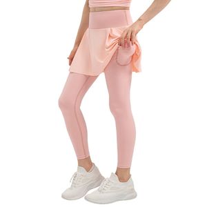 lu kinderen yoga leggins rok tweedelige outfits hoogbouw sportkleding fitness slijtage korte broek meisjes running elastiek met voering LL33316