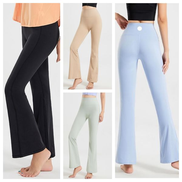 LU-1841 Pantalones acampanados de talla grande para Yoga para mujer, micro movimiento para hombre pequeño, cintura alta, elevación de cadera, fitness, ocio, baile, pierna ancha, verano