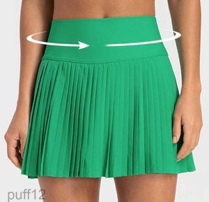 Lu Lemen Yoga Jupes plissés tenues Tennis Golf Sports Shorts avec Pocket Womens Leggings rapides pantalons respirants secs Running Exercise Fitness Gym Cloth QJC5