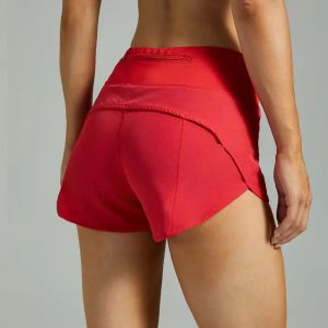 Lu Lemens Up Speed Short de sport taille haute doublé taille courte pour femme Séchage rapide Vêtements de course amples Poche arrière zippée Fitness Yoga