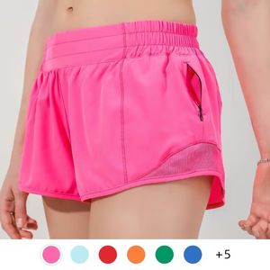 Lu citroenen dames hotty -396 hete yoga shorts outfits met oefening fiess slijtage korte meisjes running elastische broek sportkleding zakken 2.5 ''