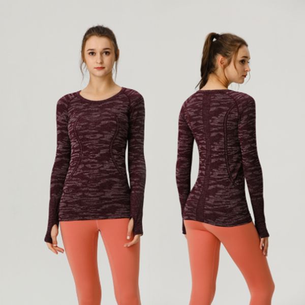 Lu Lu-008 Yoga Ropa para mujer Swiftly Tech Camisetas deportivas para mujer Traje de manga larga Camisetas Tejido que absorbe la humedad Fiess de alta elasticidad -Camisas 303