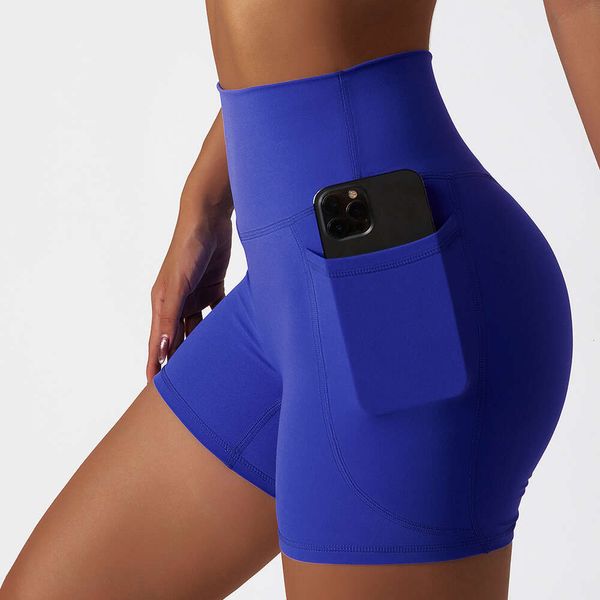 Lu Lu aligner taille haute short de vélo Naded Sport Yoga citron LLs bas avec poches dame vêtement Gym Leggins Cortos