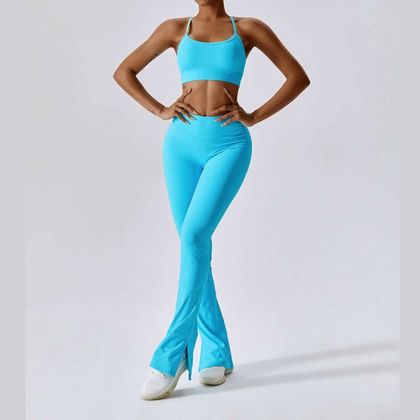 Lu Lu aligner Leggings pantalon jambe évasée taille haute bas de course pousser vêtements Pilates vêtements d'entraînement décontractés Buzos Para Mujeres