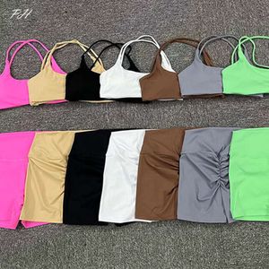 Lu Lu Align Trajes Belleza Espalda Deporte Yoga Lemon LL Conjuntos 2 Piezas Traje de Fitness Elástico Desnudo Running Fitness Set Sexy Cross Back Sport Yoga Lemon LL Sujetador Pantalones Cortos Ajustados