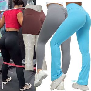 Lu Lu Align Pant Naakt Elastisch Samenperst Perzik Heup Micro Hoorn Flare Broek Slank Danstraining Hardlopen Sport Fitness Legging Citroenen LL Oefening