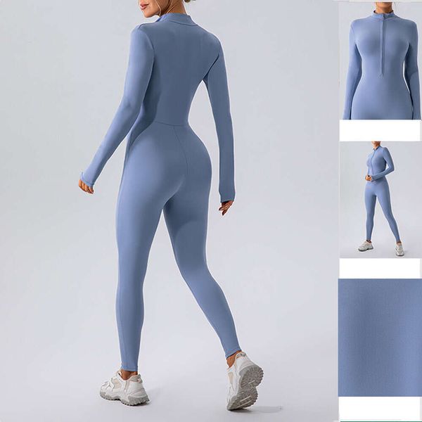 Lu Lu Align Sleeve Nude Long 2024 mono con cremallera para mujer, deportes y entrenamiento físico, traje de baile de una pieza, Yoga Lemon LL woman