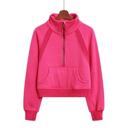 Lu Lu Align Yoga Lemon Dames SCUBA Schoorsteenkraag Hoodie Rits Pullover Effen Kleur Los Lange mouwen Vrije tijd Sport Plus Fluweel Voat LL Jogger