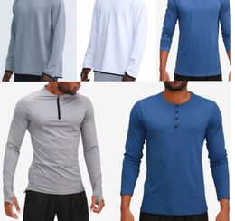 LU LU B Herren-Outfit, Kapuzenpullover, T-Shirts, Yoga-Kapuzenpullover, T-Shirt, Lulu-Sport, Hüftheben, elastische Fitness-Strumpfhose, lululemens Modetrend-Kleidung