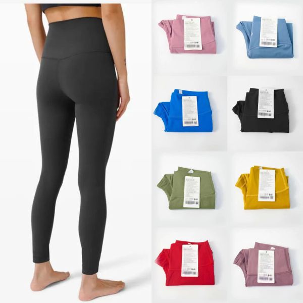 Lu Lu vêtements Yoga taille haute pantalons de yoga femmes push-up Fitness Leggings doux élastique hanche ascenseur en forme de T pantalons de sport course formation dame couleurs