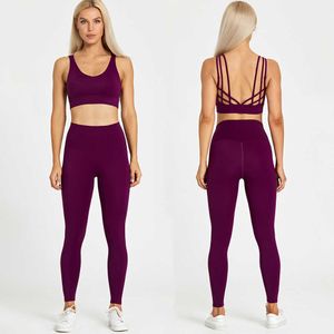 LU LU Cloud Custom Hi 2-delige sets Damesoutfits Geborsteld nylon Legacy-legging Monarch-sportbeha Schattig Active Wear Gym Yogaset