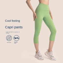 Lu Lu Designer Capris Cropped Gym Vêtements pour femmes Align High Rise Crop Yoga Ceinture cachée Poche Pantalon serré Pilates Leggings Vêtement
