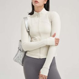 Lu Lu Jacket Align T-Shirt Lu 2022 Chemises de fitness à séchage rapide pour femmes Yoga Hauts de sport à manches longues avec fermeture éclair sur le devant pour femmes avec trou pour le pouce Citrons LL Exercice