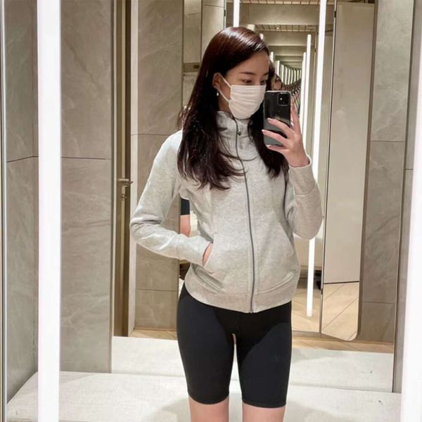 Lu Lu chaqueta Align Sudaderas con capucha para mujer Sudaderas Vellón Buceo Vestido bordado Mujer Otoño/Invierno Abrigo de manga larga Deporte Yoga Lemon LL Suéter con capucha y cremallera