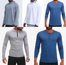 LU LU L Mode Hommes Outfit Sweats À Capuche T-shirts Yoga À Capuche T-shirt Lu Manches Courtes Sport Élever Les Hanches Porter Des Collants De Fitness Élastiques Marque De Luxe T-shirt