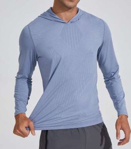 LU LU L Hommes Sweat À Capuche Chemise À Séchage Rapide avec Manches Longues T-shirts D'entraînement De Course Respirant Compression Équitation Vêtements De Marque De Mode