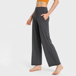 Lu Lu lemen Creora Pantalon Taille Haute Pantalon de Yoga Loungeful Pantalon Droit à Jambes Larges Pantalon Respirant avec Cordon de Serrage Pantalon de survêtement Sensation Nue