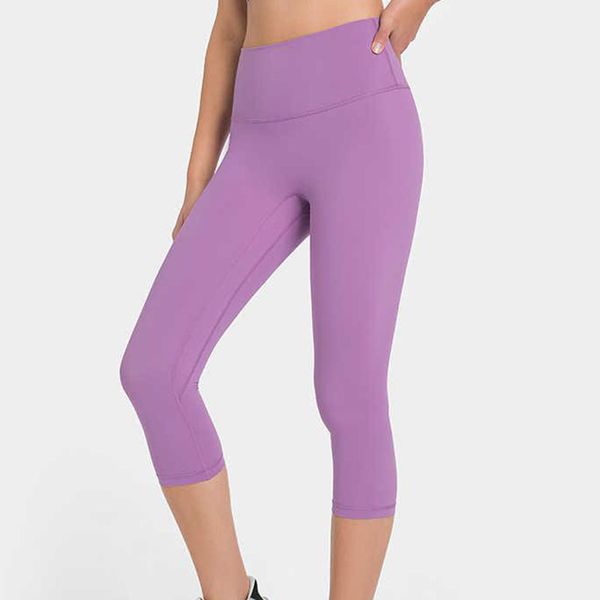 Lu Lu lemen Taille Haute Ventre Élastique Contrôle Yoga Pantalon Court Imprimé Femmes Sport Leggings Gym Capris Minceur Fitness Collants De Course Femme