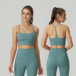 Lu Lu Lemens Bra Y Yoga Exercise High Impact fitness Haut sans couture Les femmes de gym portent activement un gilet d'entraînement de yoga blazer avec une bande de résistance de style