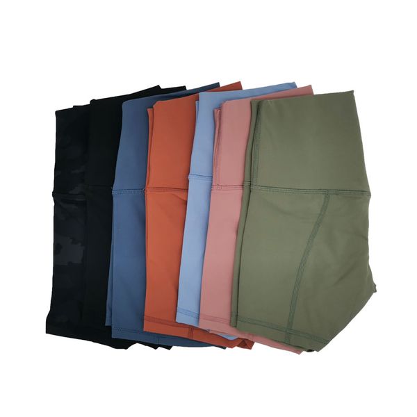 Lu Lu Lemens Pantalones de yoga de tiro alto de color sólido con línea en T Sensación desnuda Pantalones ajustados elásticos Pantalones de chándal clásicos ajustados para mujer Pantalones cortos deportivos de fitness suaves