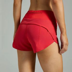 Lu Lu Lemens Up Speed Short de sport taille haute doublé taille courte pour femme Séchage rapide Vêtements de course amples Poche arrière zippée Fitness Yoga