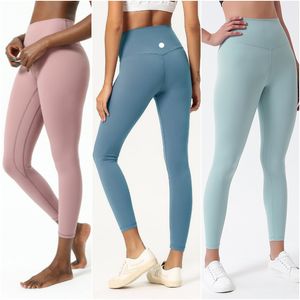 Lu Lu Lemens Pantalon de nudité pour femme - Tenue de yoga - Leggings de course mince - Neuvième pantalon d'exercice - Taille haute chaude - Collants élastiques pour filles - Vêtements de sport