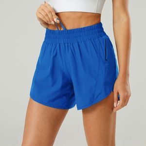 Lu Lu Lemon Align gevoerde short met hoge taille, 10 cm lichtgewicht zweetafvoerende ingebouwde voering voor extra bedekking Hardloopshorts met zijzak met ritssluiting