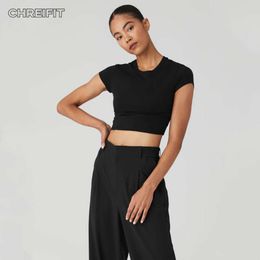 Lu Lu Lemon Align Lycra Super-doux Performance Fitness Alosoft Crop Finesse T-shirts à manches courtes Sweet on the Street Shirts Gym Crop Top