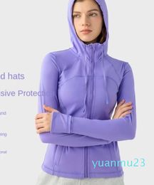 Lu Lu citron aligner nouvelles femmes Yoga sport veste à capuche veste sirène femmes coupe ajustée fermeture éclair élastique course courbe