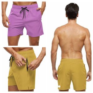 LU LU LEMONS Color Solid -1331 Casual quarter-strandshort voor heren, met ritszak en met mesh gevoerde zwembroek