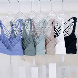 LU LU LEMONS Ropa interior deportiva de secado rápido para mujer Fiess Yoga Bra Ocho correas cruzadas a prueba de golpes Espalda hermosa Entrenamiento Gimnasio Camisetas sin mangas Ciclismo Correr Casual