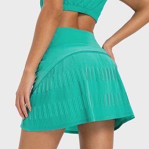 Lu Lu Lemons High Waist Running Summer plissé en gros en stock à mode décontracté robe Femme Yoga Tennis Sportswear Miniskirt Sports Jupe