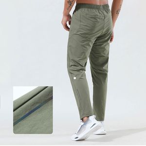 LU LU LEMONS Pantalon décontracté d'extérieur en soie glacée Pantalon fin Yoga Sport Pantalon pour homme Séchage rapide Stretch Ripstop Pantalon de survêtement Coupe classique Jogger s