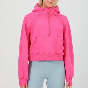 LU LU Lemons s Femmes Automne Sweat À Capuche Yoga Costume Veste Dames Gym Manteau HF Fermeture Éclair Polaire Lâche Entraînement Puover Sweat À Capuche Sweathirt Ladie Loo