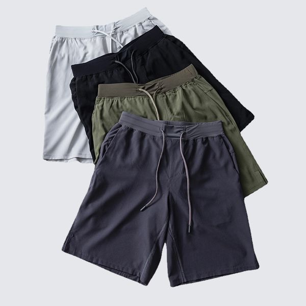 LU LU LEMONS Pantalones cortos sin forro Pantalones cortos de yoga con cordón para hombres Deportes ligeros Correr Capris de secado rápido Entrenamiento elástico ajustable Suelto