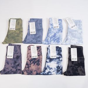 LU LU LEMONS Tie Dye Noveno Vendible Secado Rápido Ajuste Ajustado Hot Se Leggings Pantalón de Cintura Alta para Mujer Look Atlético Pantalones Render para la Espera del Verano